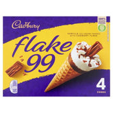 A box of Cadbury - Flake 99 Ice Cream Cones - 4 x 125ml.